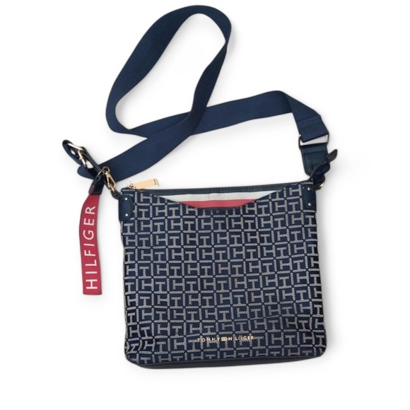 Tommy Hilfiger Blue and White Sling Shoulder Bag Ladies Purse - Picture 1 of 14